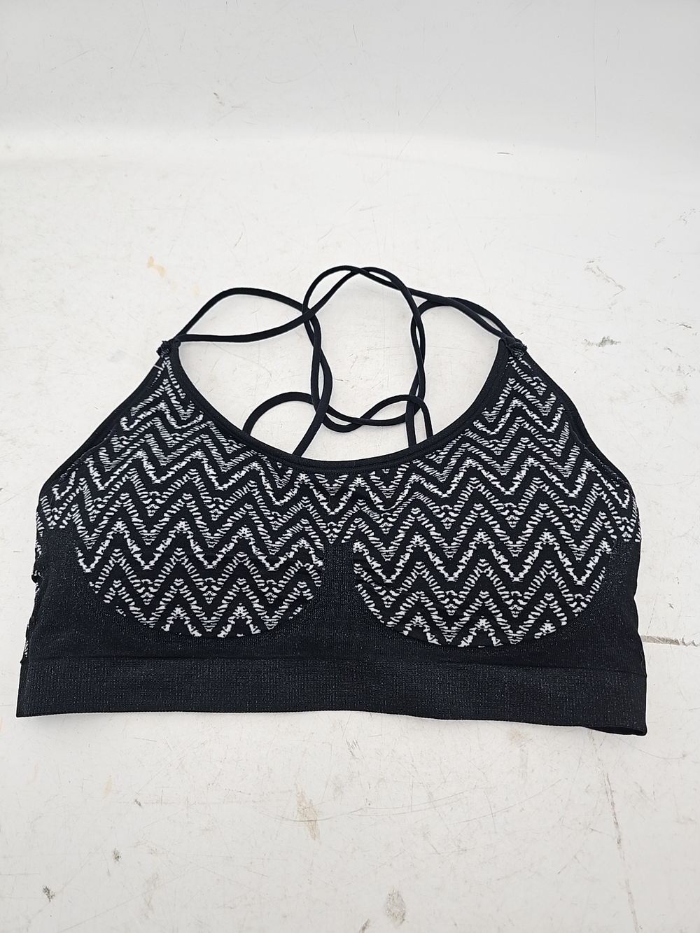 Fabletics Black & White Patterned Sports Bra